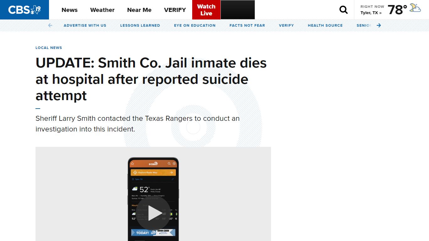 UPDATE: Smith Co. Jail inmate dies at hospital after ...
